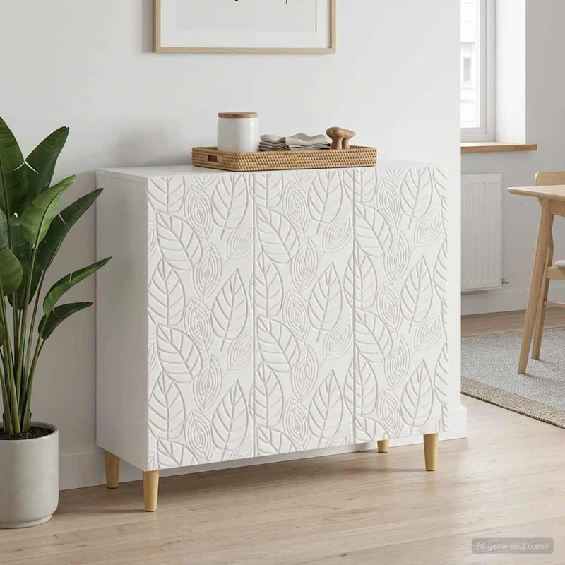 Sideboard Vit högglans 89 x 34,5 x 80 cm Konstruerat trä