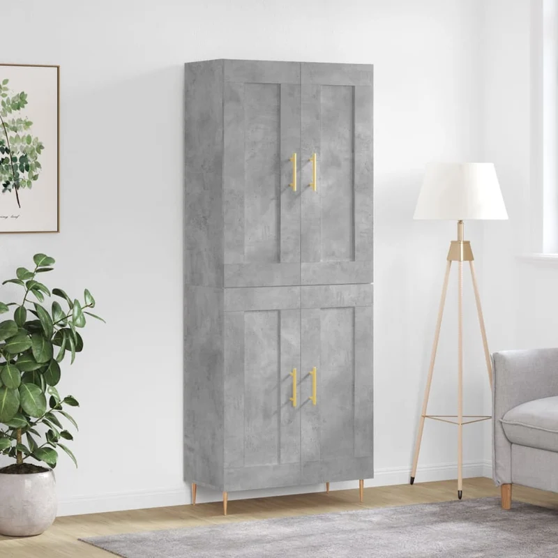 Högskåp betonggrå 69,5x34x180 cm konstruerat trä