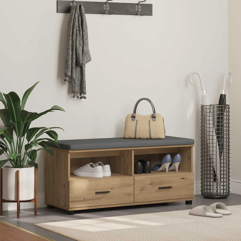 Skobänk med kudde Artisan-ek 100 x 38 x 46 cm Konstruerat trä