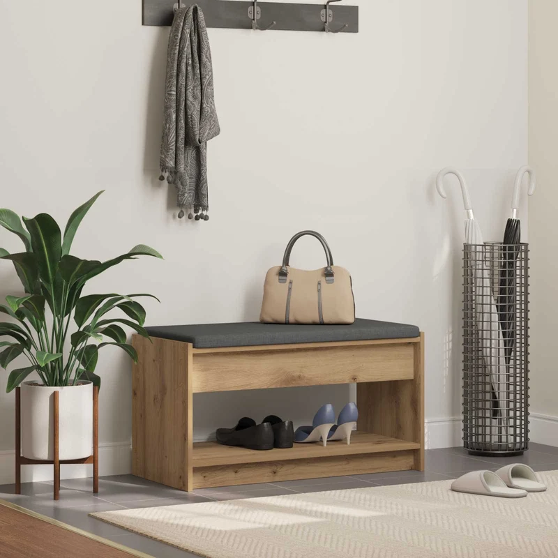 Skobänk med kudde Artisan-ek 83 x 38 x 45 cm Konstruerat trä