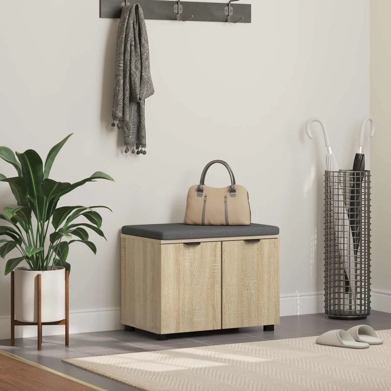 Hallbänk Sonoma-ek 60 x 38 x 46 cm Konstruerat Trä och Tyg