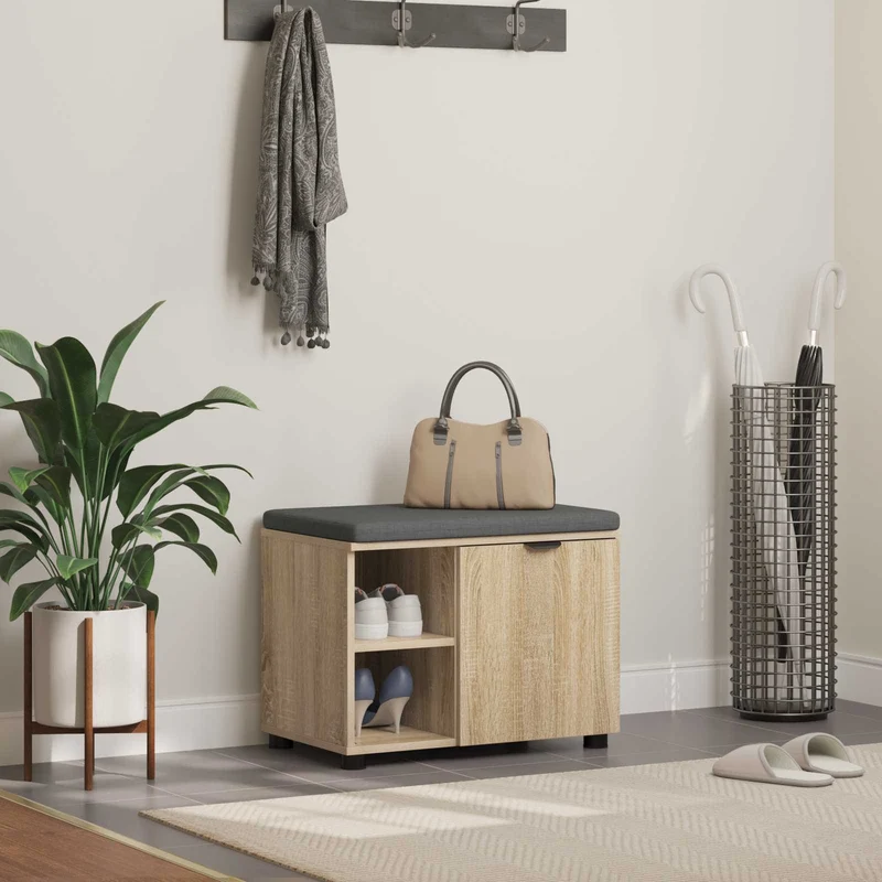 Hallbänk Sonoma-ek 60 x 38 x 46 cm Konstruerat Trä och Tyg