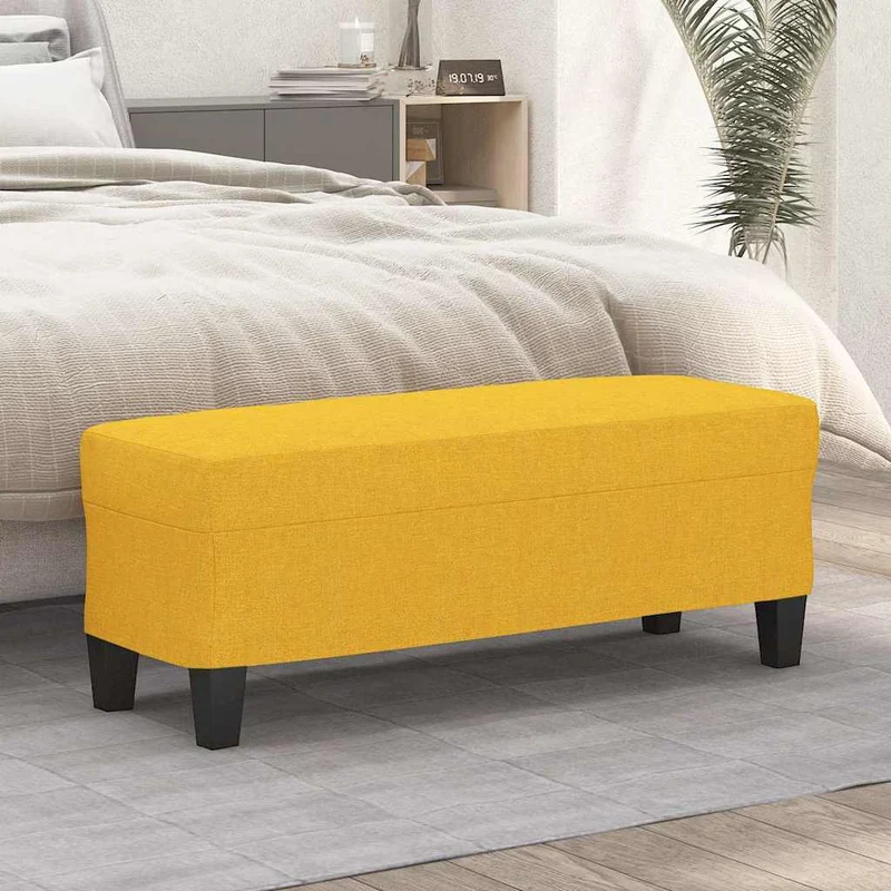 Bänk ljusgul 100x35x41 cm tyg