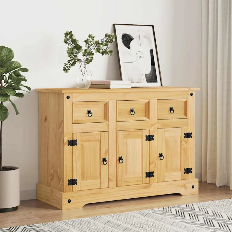 Skänk "Corona" brun 112x44x78 cm massivt trä mexikansk furu