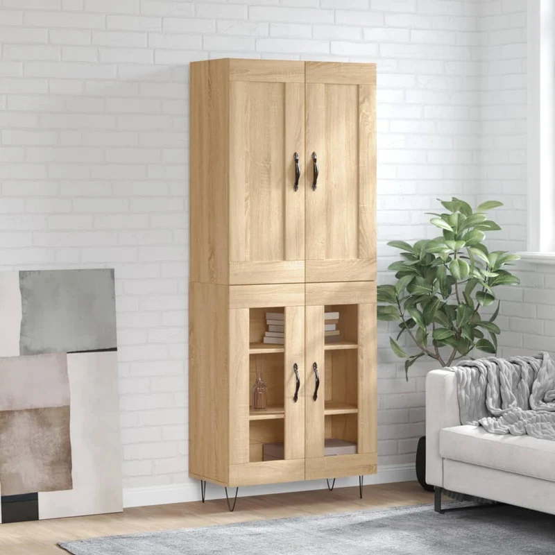 Högskåp sonoma-ek 69,5x34x180 cm konstruerat trä