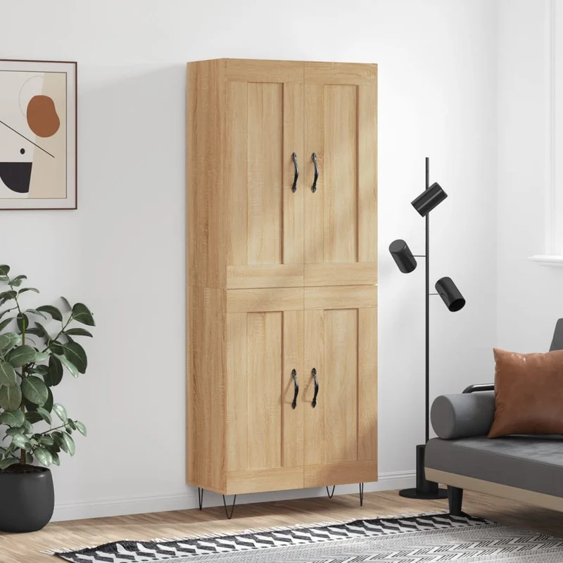 Högskåp sonoma-ek 69,5x34x180 cm konstruerat trä