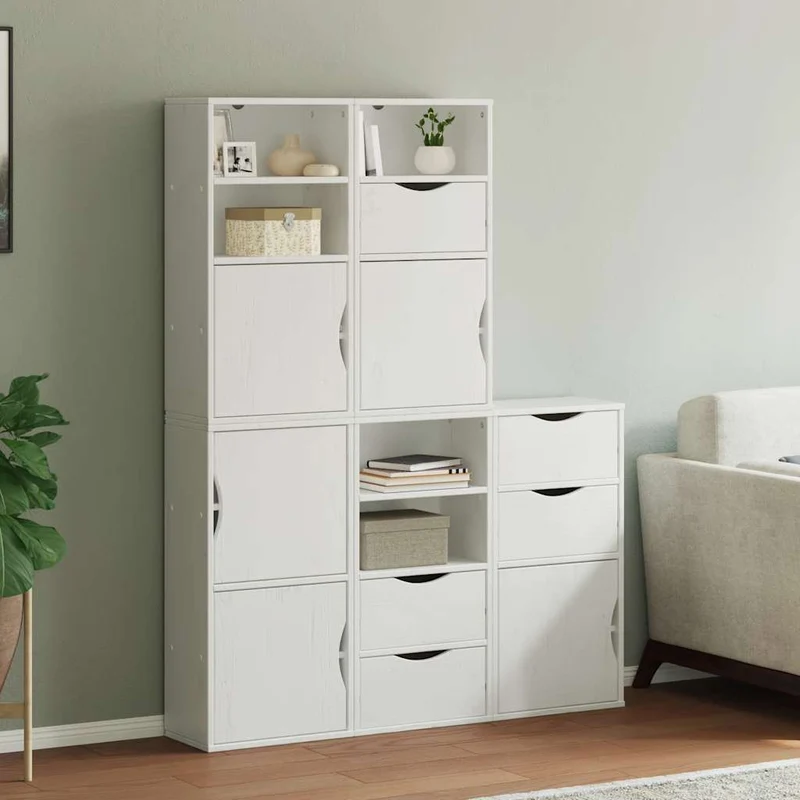 Sidoskåp 5 st "ODDA" vit 40x24x79 cm massivt trä furu