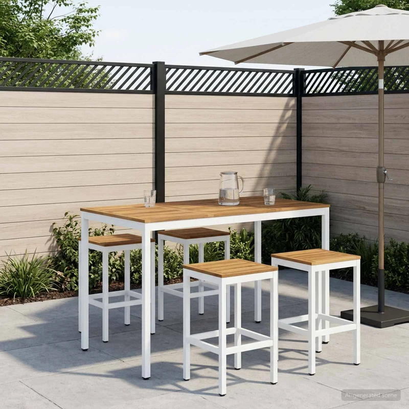 Trädgård Bar Bord NAARDEN Vit 141 x 80,5 x 105 cm