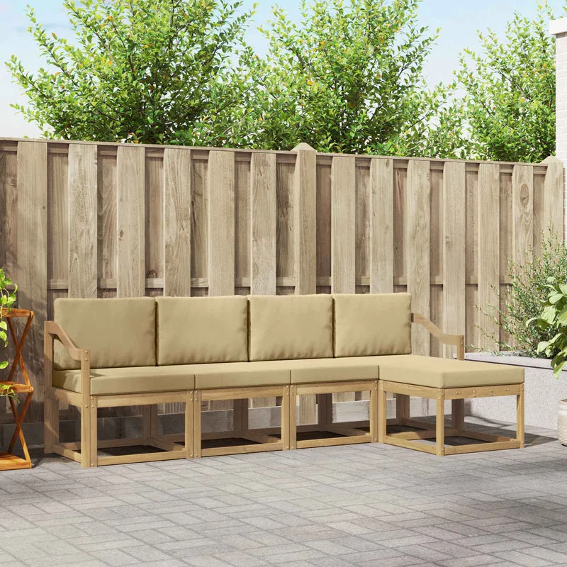 Utomhussoffset 5 st Vit och Beige