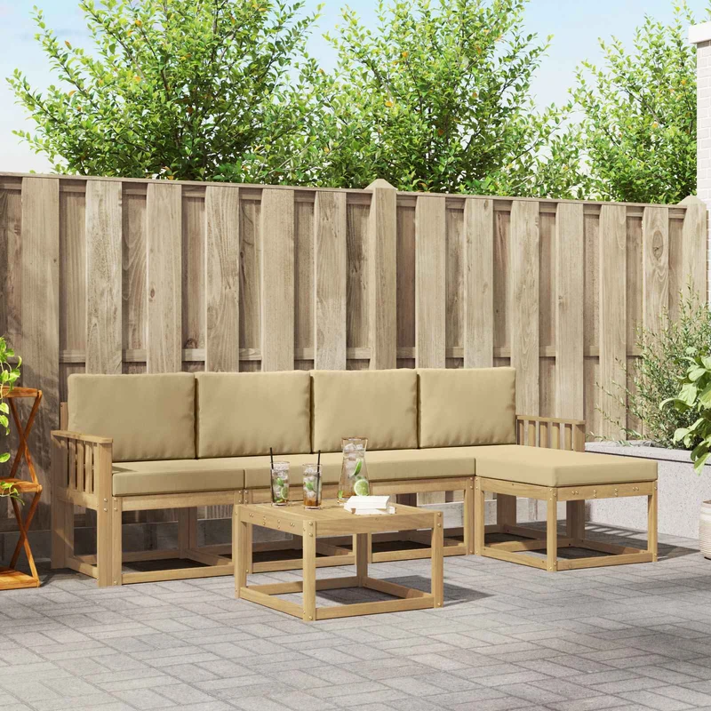 Utomhussoffset 6 st Vit och Beige