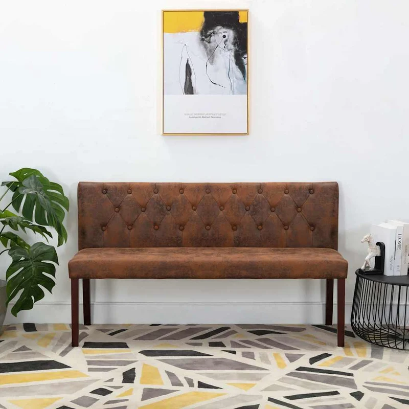 Bänk 148,5 cm konstmocka brun