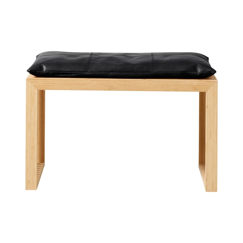 Rib Bänk 2-sits i Bambu med Skinndyna Svart
