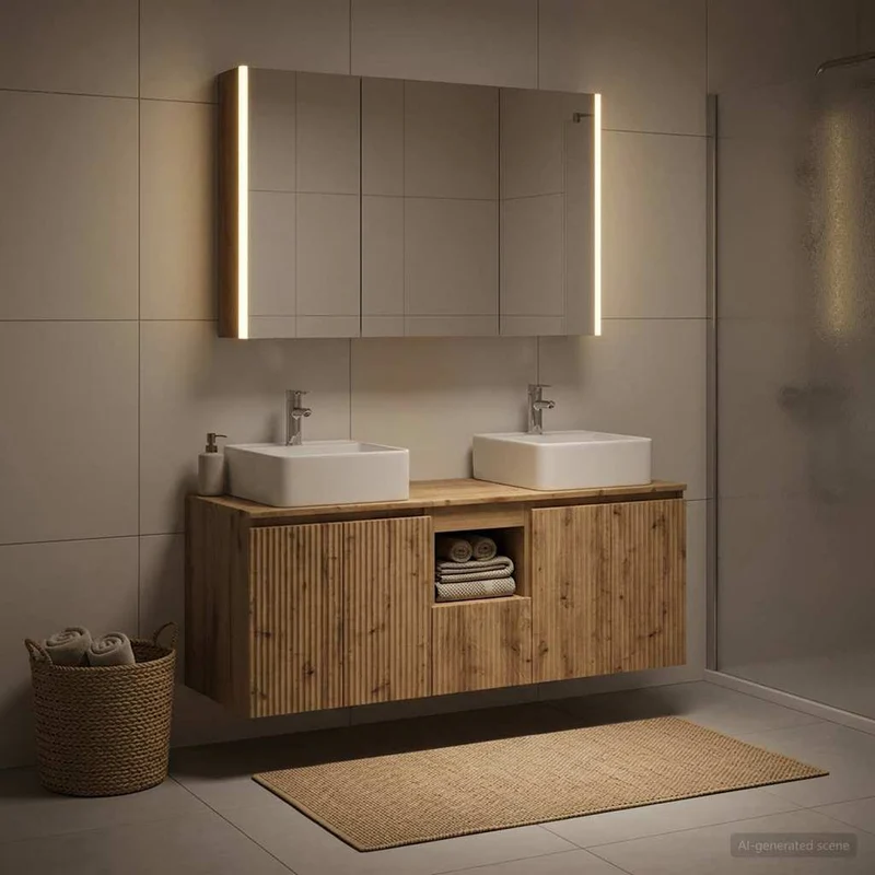 Badrumsskåpsset 4 st Artisan-ek Konstruerat trä