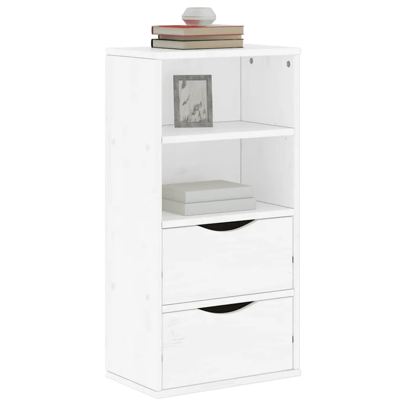 Sidoskåp med lådor "ODDA" vit 40x24x79 cm massiv furu