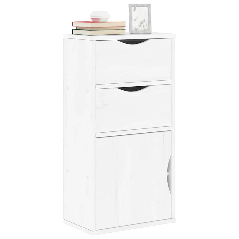 Sidoskåp med lådor "ODDA" vit 40x24x79 cm massiv furu