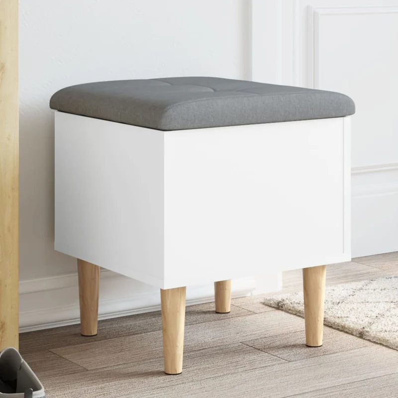 Förvaringsbänk vit 42x42x46 cm konstruerat trä
