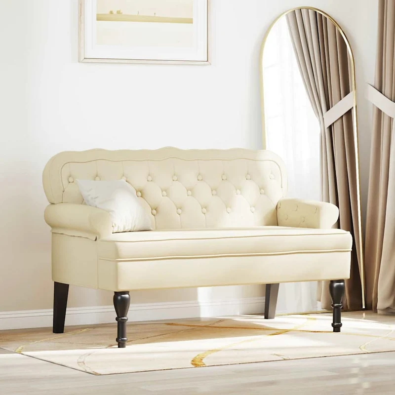 Chesterfield Bänk Kräm 119,5 x 64,5 x 75 cm Konstläder