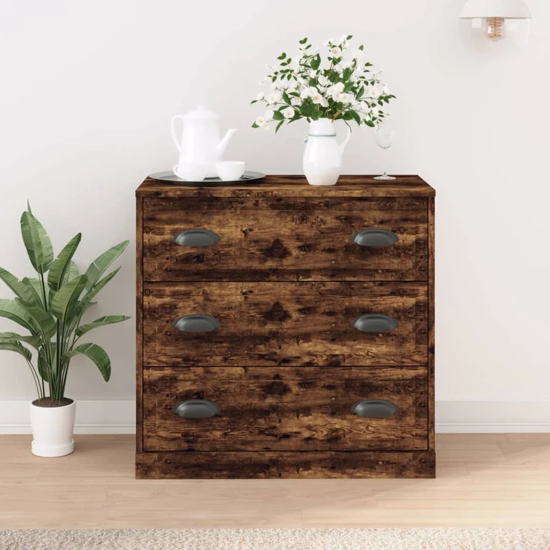 Skänk rökfärgad ek 70x35,5x67,5 cm konstruerat trä