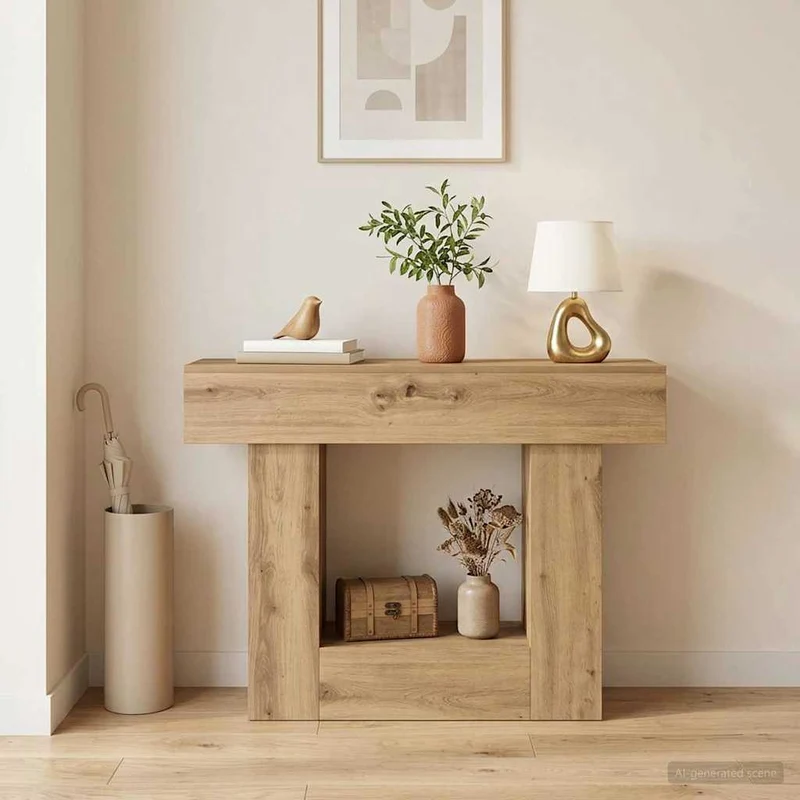 Konsolbord Artisan-ek 101 x 30 x 74 cm Konstruerat trä
