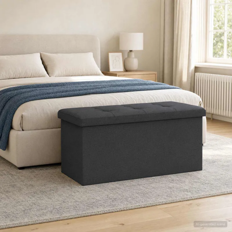 Fällbar Förvaringsbänk Mörkgrå 180 kg 80 L 77 x 38 x 38 cm