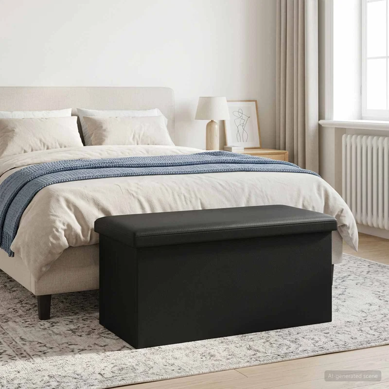 Fällbar Förvaringsbänk Svart 180 kg 80 L 77 x 38 x 38 cm PVC