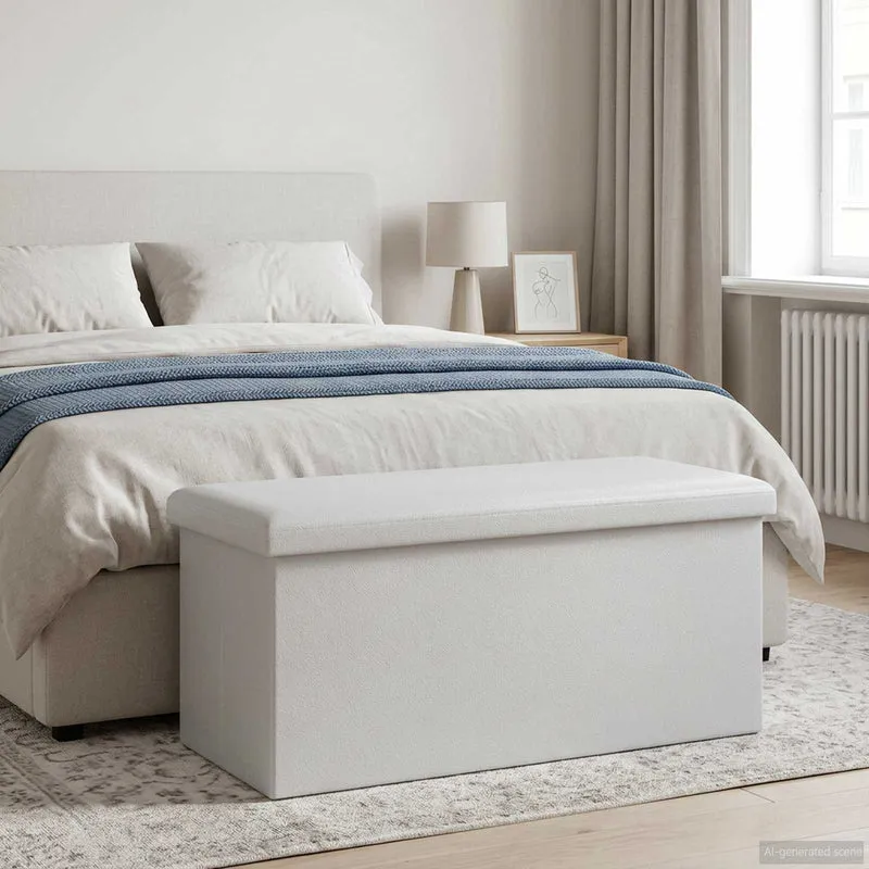 Fällbar Förvaringsbänk Vit 180 kg 80 L 77 x 38 x 38 cm PVC