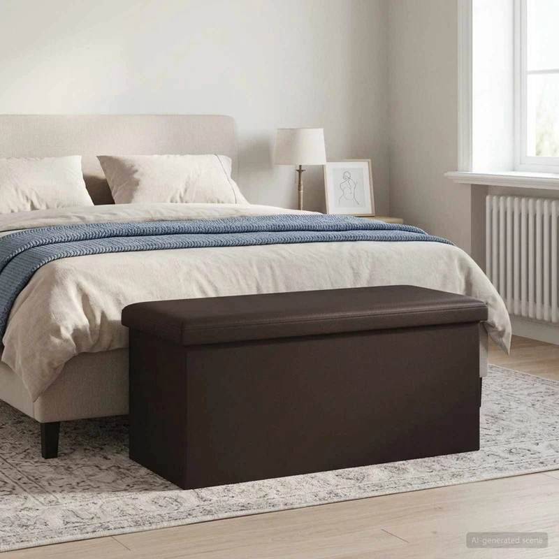Fällbar Förvaringsbänk Brun 180 kg 80 L 77 x 38 x 38 cm PVC
