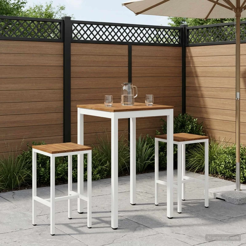 Trädgård Bar Bord NAARDEN Naturlig och vit 60 x 60,5 x 105 cm