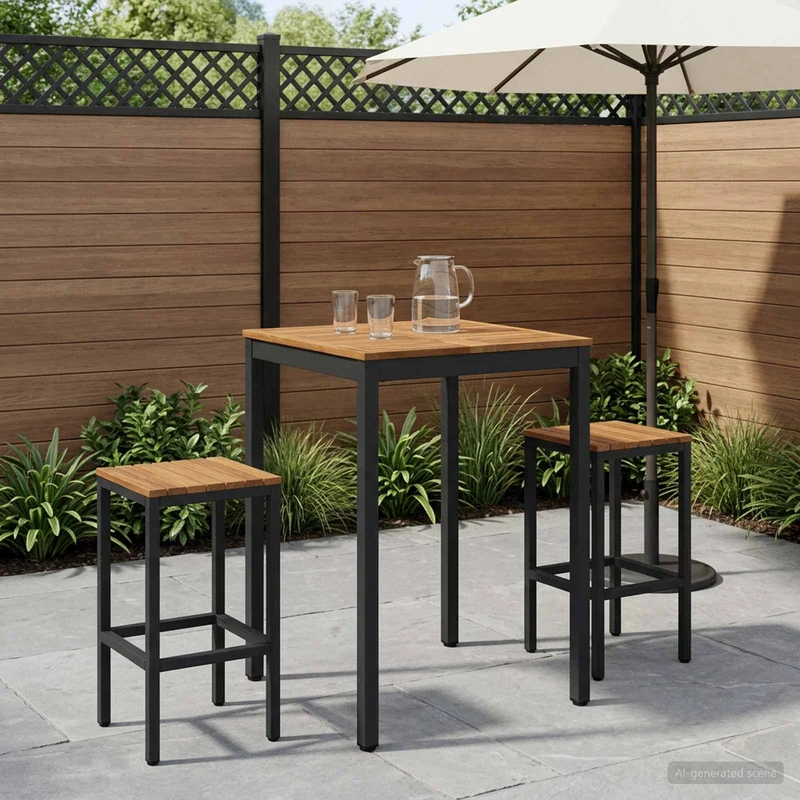 Trädgård Bar Bord NAARDEN Naturlig och svart 70 x 68,5 x 105 cm
