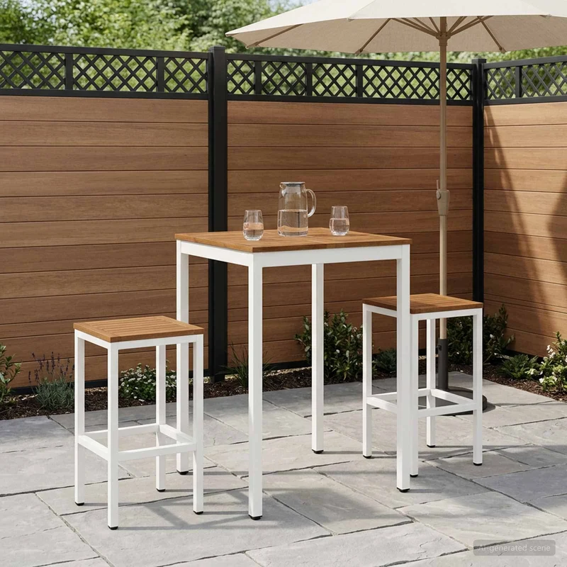 Trädgård Bar Bord NAARDEN Naturlig och vit 70 x 68,5 x 105 cm