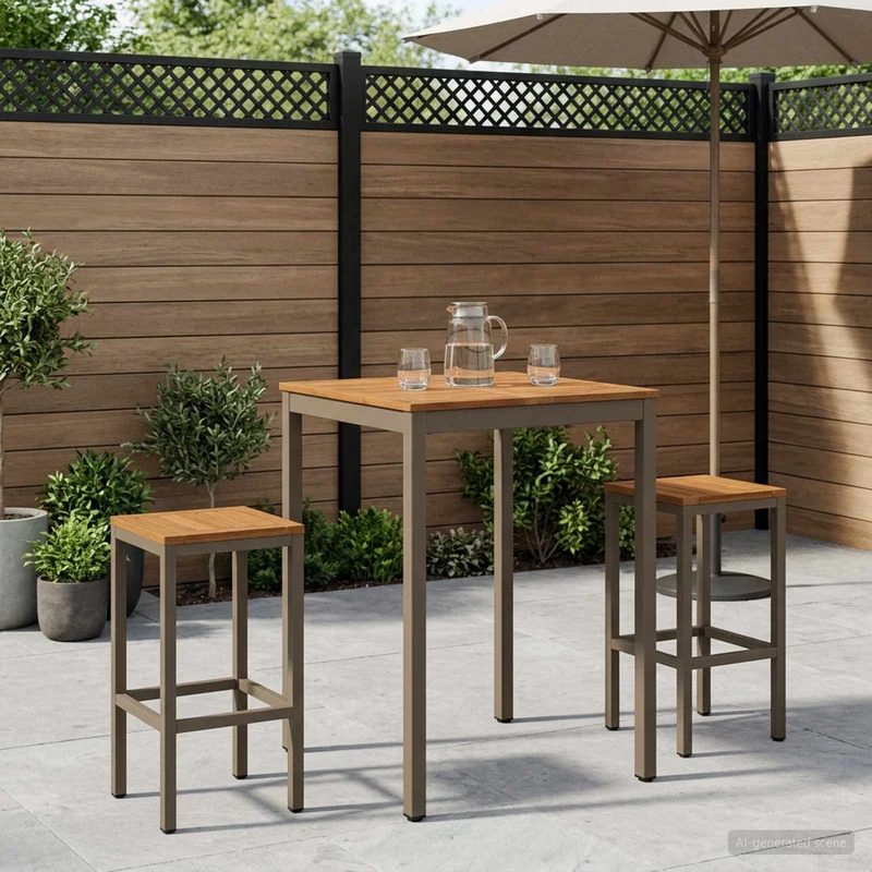 Trädgård Bar Bord NAARDEN Naturlig och Kaffe 70 x 68,5 x 105 cm