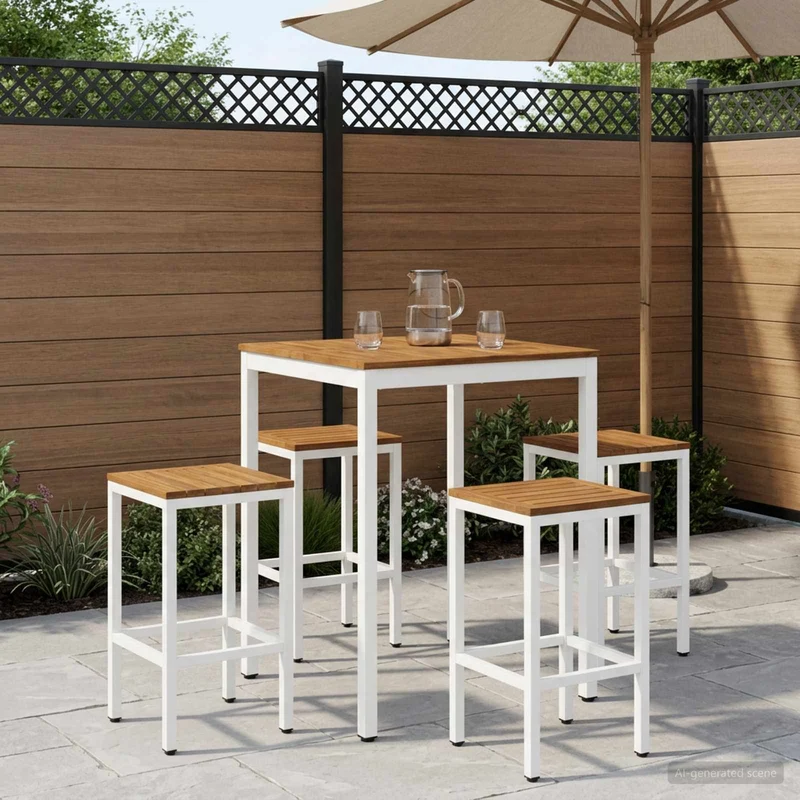 Trädgård Bar Bord NAARDEN Naturlig och vit 80 x 80,5 x 105 cm