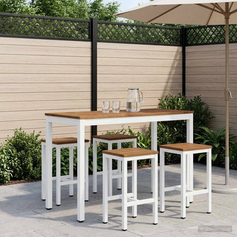 Trädgård Bar Bord NAARDEN Naturlig och vit 108,5 x 55 x 105 cm
