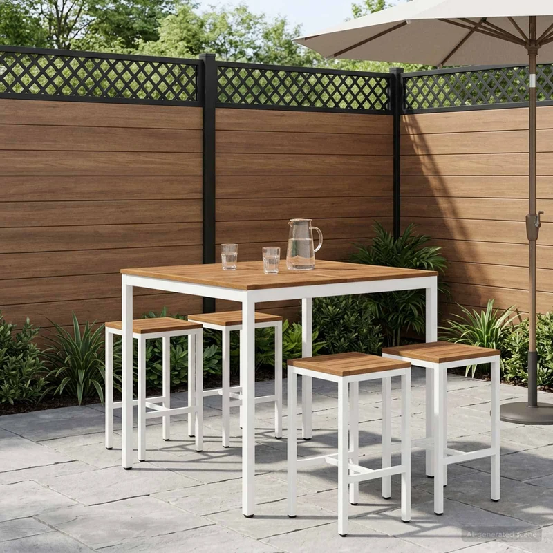 Trädgård Bar Bord NAARDEN Naturlig och vit 110 x 108,5 x 105 cm