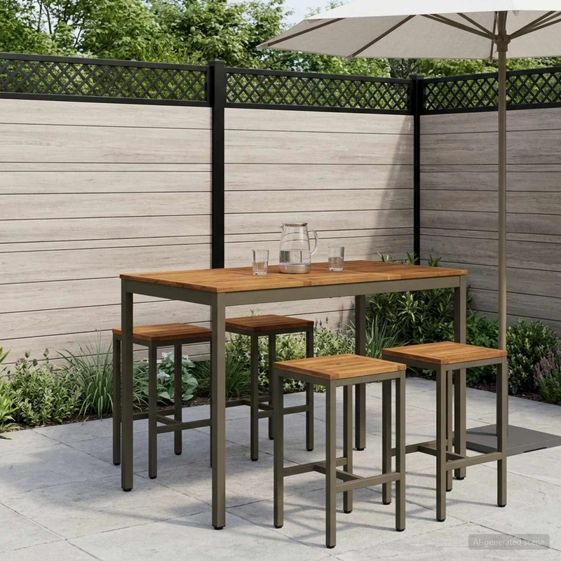 Trädgård Bar Bord NAARDEN Naturlig och Kaffe