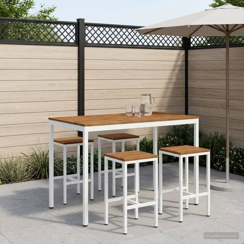 Trädgård Bar Bord NAARDEN Naturlig och vit 147 x 88,5 x 105 cm