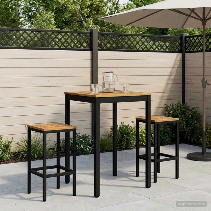 Trädgård Bar Bord NAARDEN Vit och svart 60 x 60,5 x 105 cm