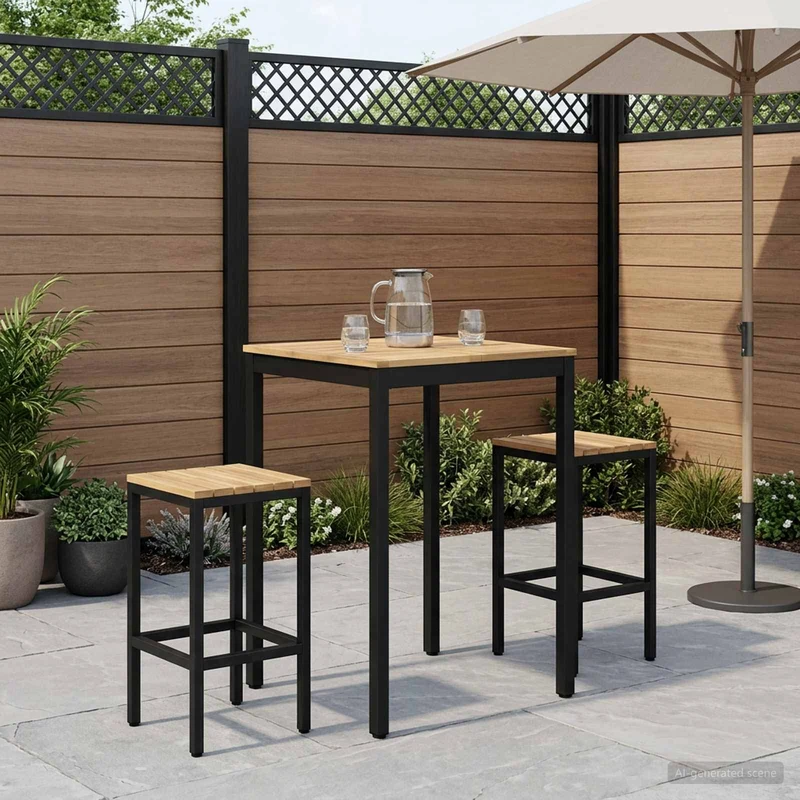 Trädgård Bar Bord NAARDEN Vit och svart 70 x 68,5 x 105 cm