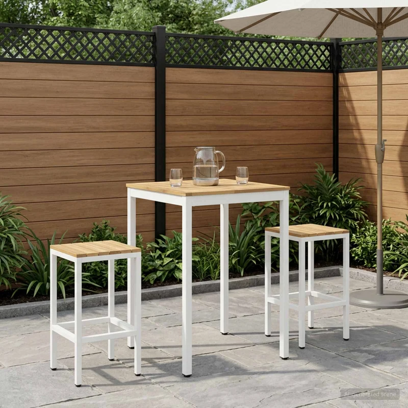 Trädgård Bar Bord NAARDEN Vit 70 x 68,5 x 105 cm