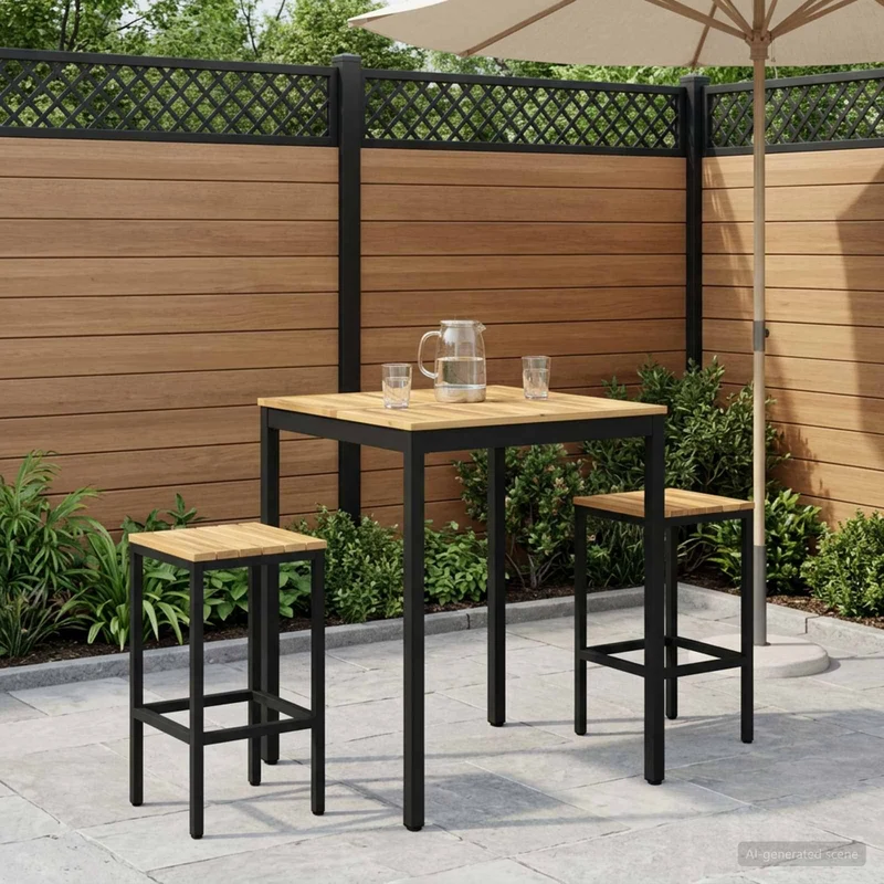 Trädgård Bar Bord NAARDEN Vit och svart 80 x 80,5 x 105 cm