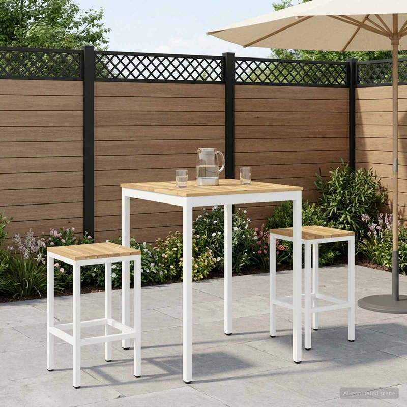 Trädgård Bar Bord NAARDEN Vit 80 x 80,5 x 105 cm