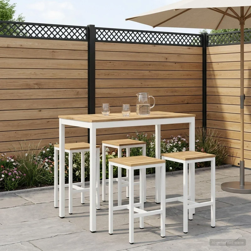 Trädgård Bar Bord NAARDEN Vit 108,5 x 55 x 105 cm