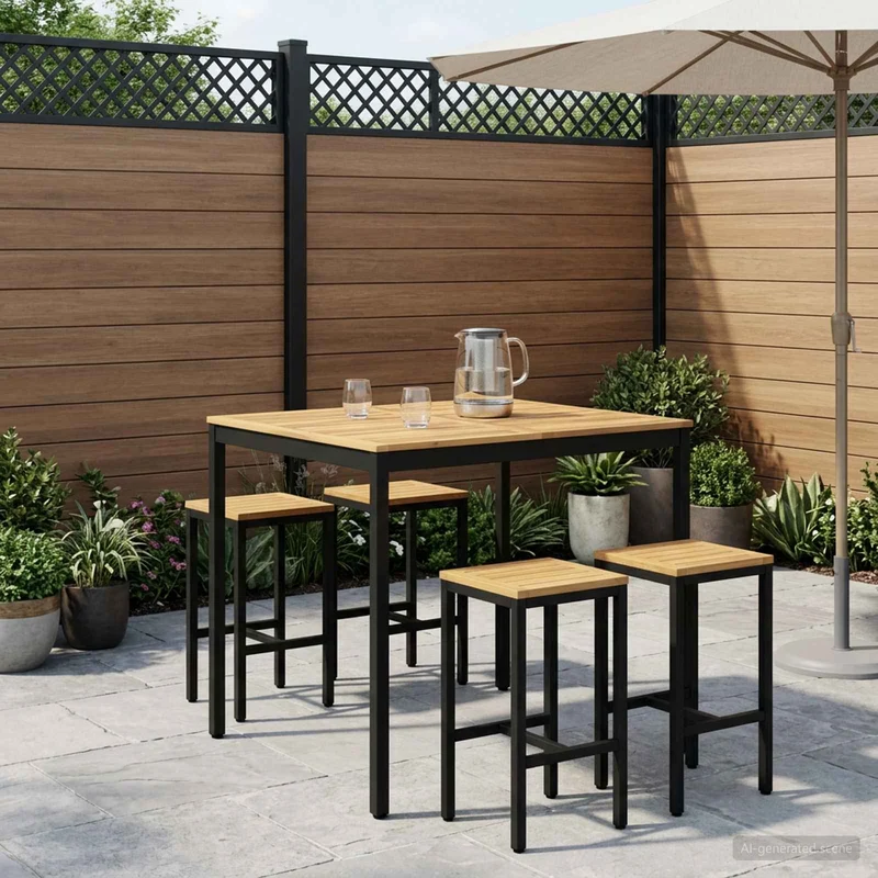 Trädgård Bar Bord NAARDEN Vit och svart 110 x 108,5 x 105 cm