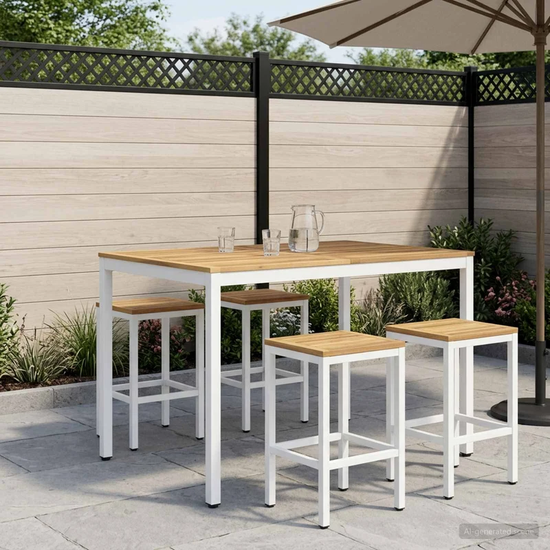 Trädgård Bar Bord NAARDEN Vit 110 x 108,5 x 105 cm