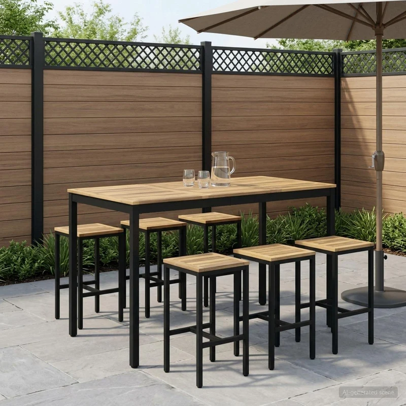 Trädgård Bar Bord NAARDEN Vit och svart 141 x 80,5 x 105 cm