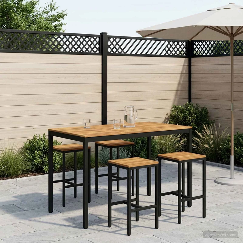 Trädgård Bar Bord NAARDEN Vit och svart 147 x 88,5 x 105 cm