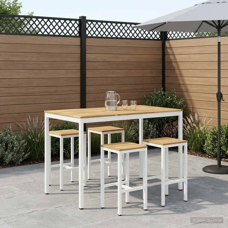 Trädgård Bar Bord NAARDEN Vit 147 x 88,5 x 105 cm