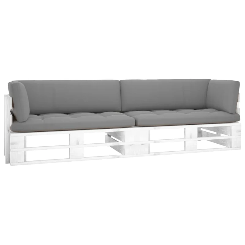 Pallsoffa 2-sits med dynor vit impregnerad furu