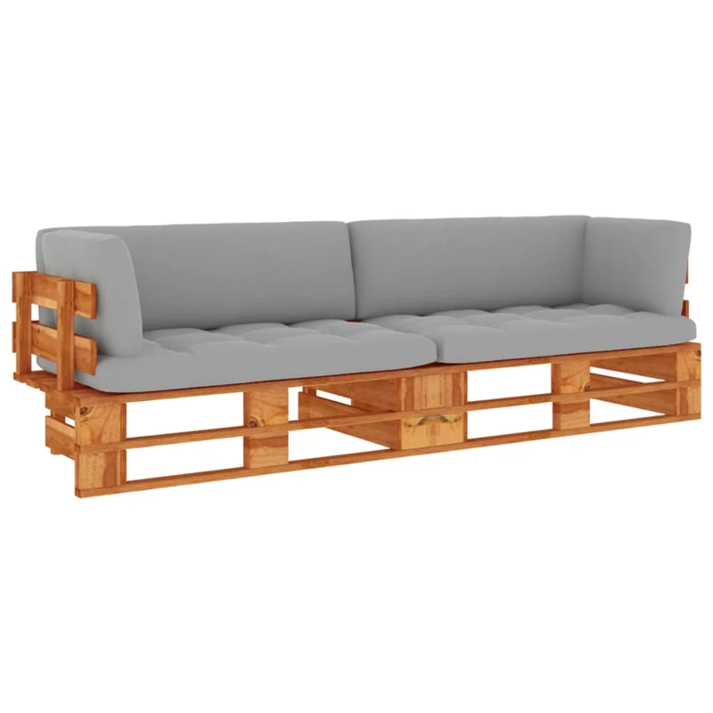 Pallsoffa 2-sits med dynor honungsbrun impregnerad furu