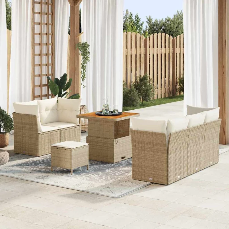 Trädgårdsoffset 8 st Beige konstrotting